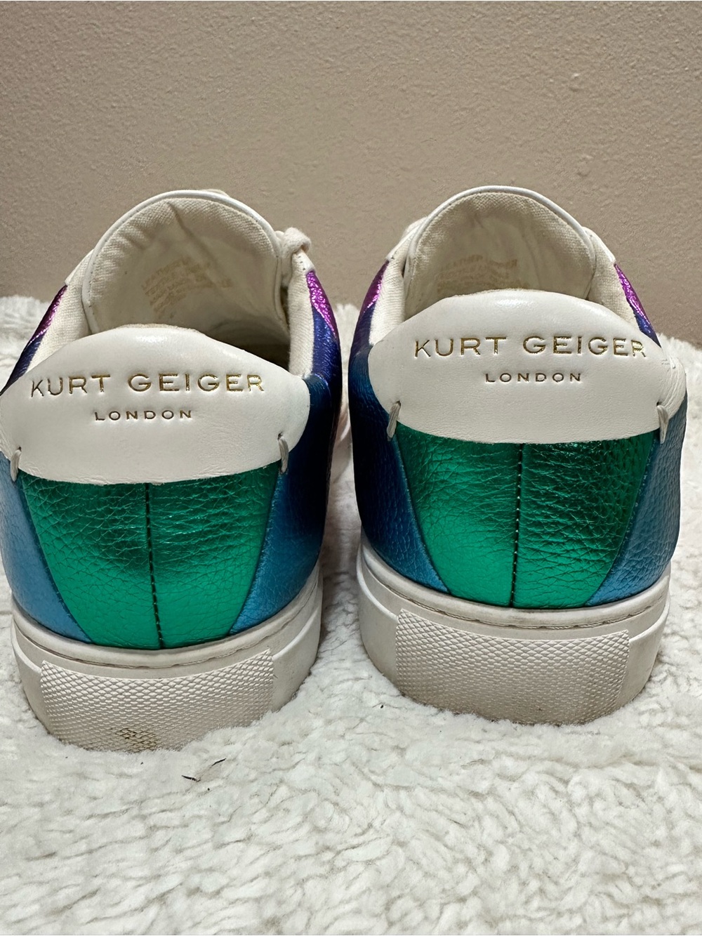 Kurt Geiger Iridescent Green-Teal Gradient Sneakers